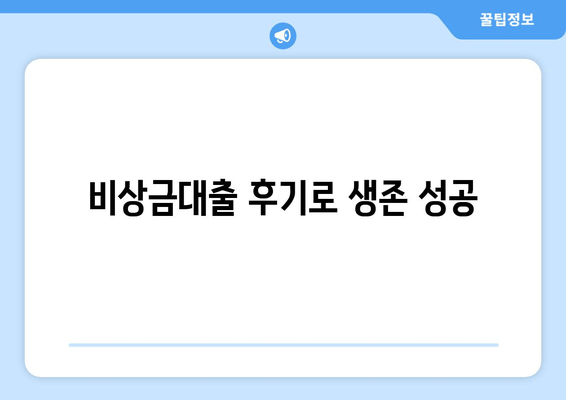 비상금대출 후기로 생존 성공