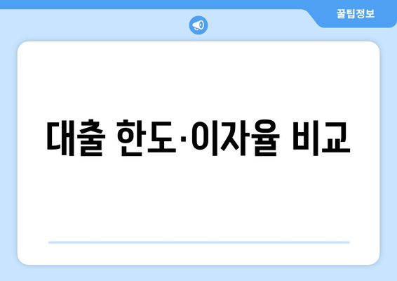 대출 한도·이자율 비교