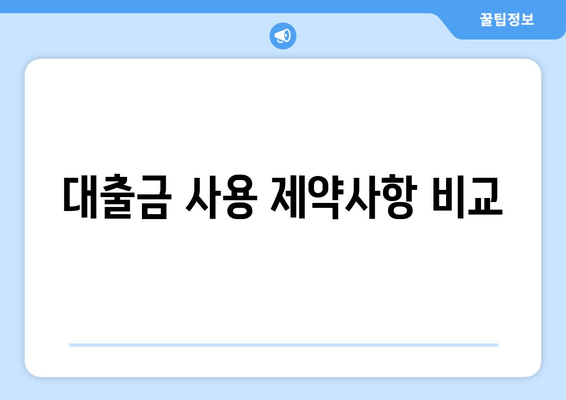 대출금 사용 제약사항 비교