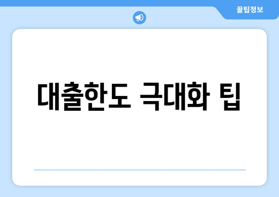 대출한도 극대화 팁