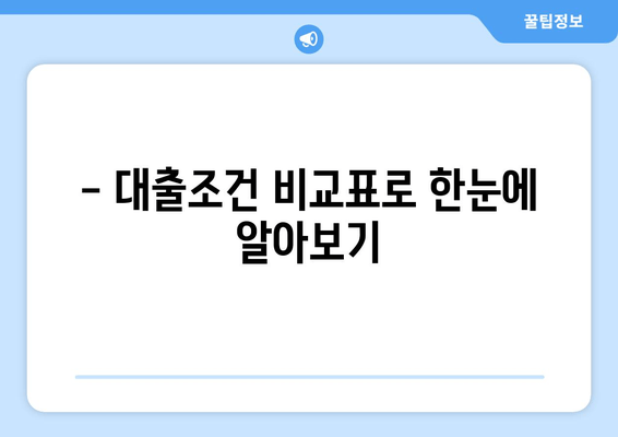 - 대출조건 비교표로 한눈에 알아보기