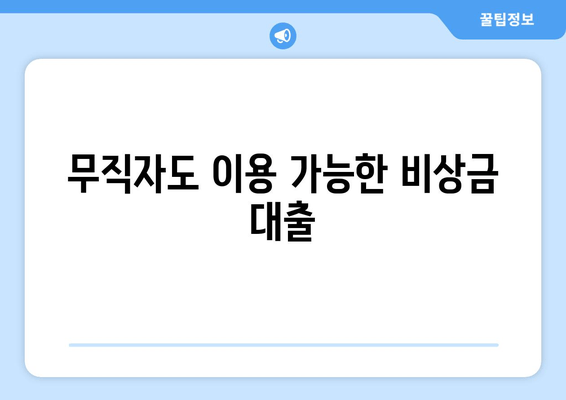 무직자도 이용 가능한 비상금 대출