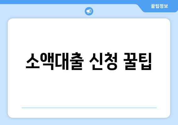 소액대출 신청 꿀팁