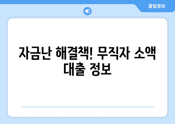 자금난 해결책! 무직자 소액 대출 정보