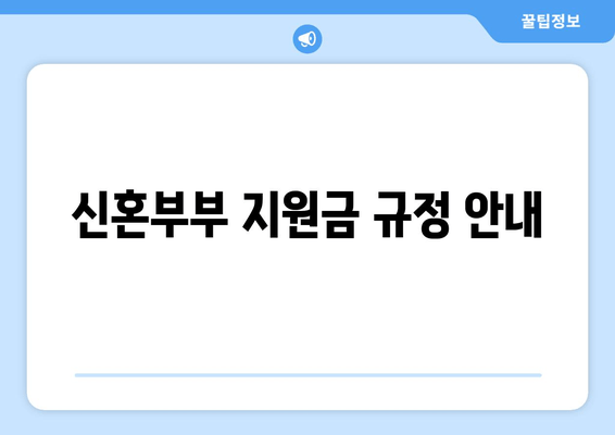 신혼부부 지원금 규정 안내