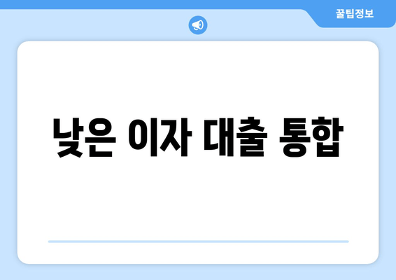 낮은 이자 대출 통합