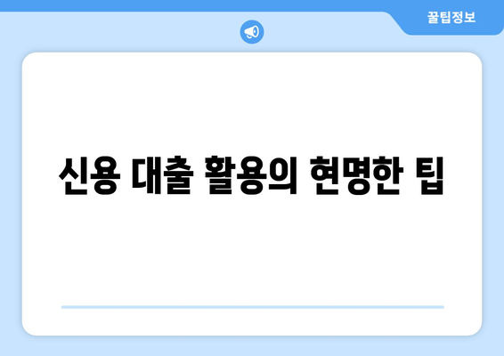 신용 대출 활용의 현명한 팁