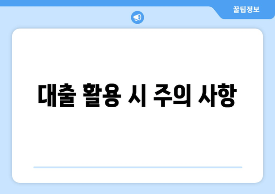 대출 활용 시 주의 사항