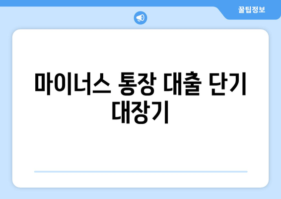 마이너스 통장 대출 단기 대장기