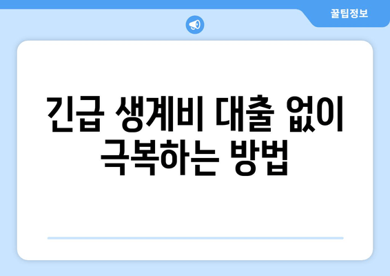 긴급 생계비 대출 없이 극복하는 방법