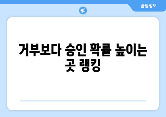 거부보다 승인 확률 높이는 곳 랭킹