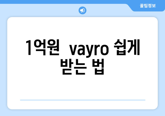 1억원  vayro 쉽게 받는 법