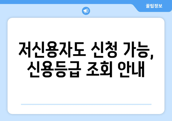 저신용자도 신청 가능, 신용등급 조회 안내