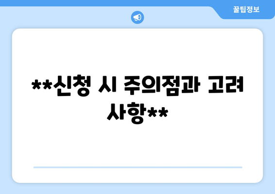 **신청 시 주의점과 고려 사항**