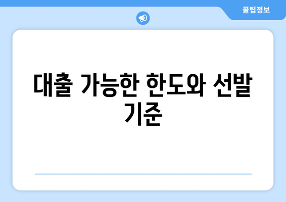 대출 가능한 한도와 선발 기준