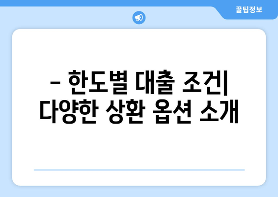 - 한도별 대출 조건| 다양한 상환 옵션 소개