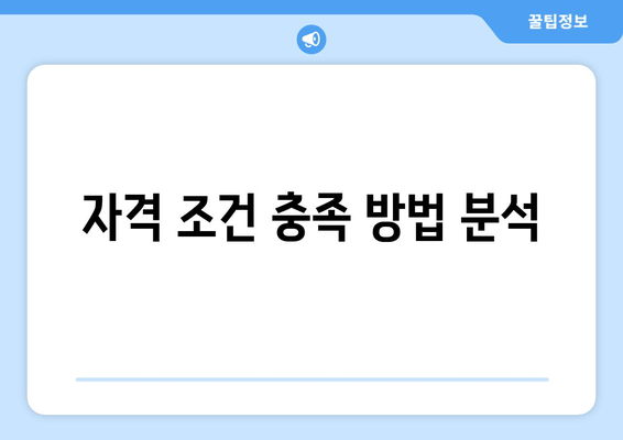 자격 조건 충족 방법 분석