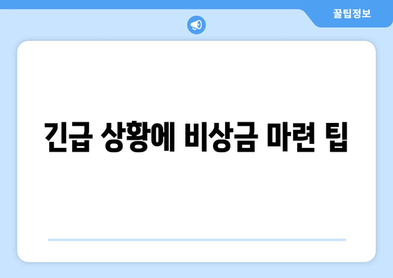 긴급 상황에 비상금 마련 팁