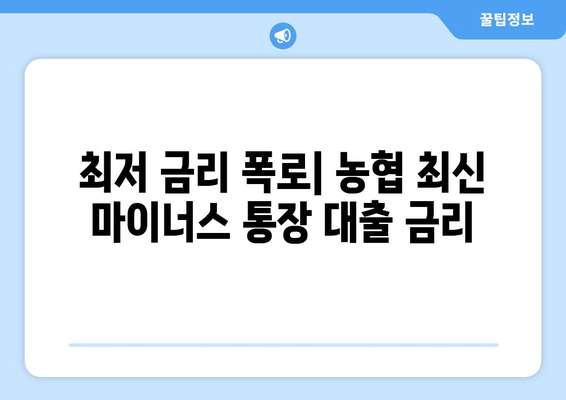 최저 금리 폭로| 농협 최신 마이너스 통장 대출 금리