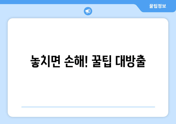 놓치면 손해! 꿀팁 대방출