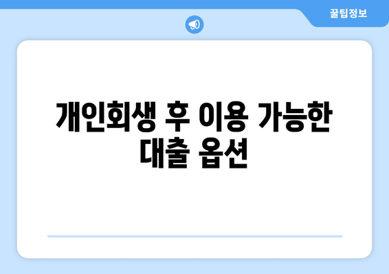 개인회생 후 이용 가능한 대출 옵션