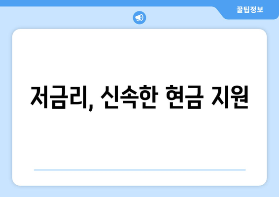 저금리, 신속한 현금 지원