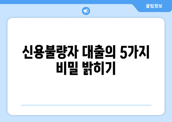 신용불량자 대출의 5가지 비밀 밝히기