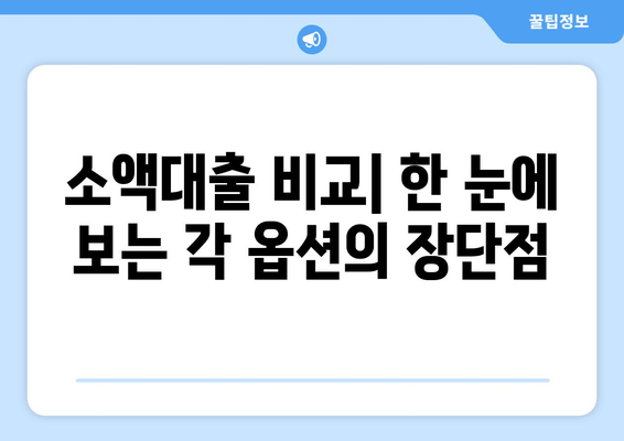 소액대출 비교| 한 눈에 보는 각 옵션의 장단점