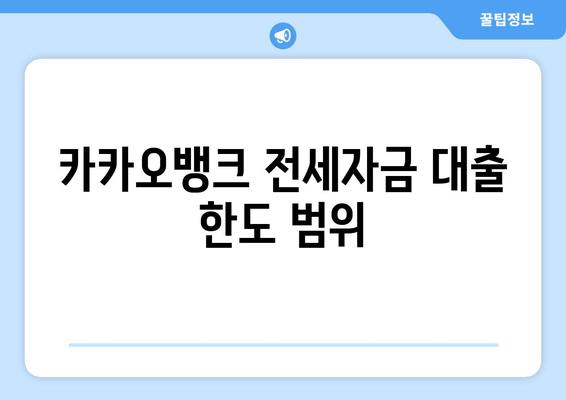 카카오뱅크 전세자금 대출 한도 범위