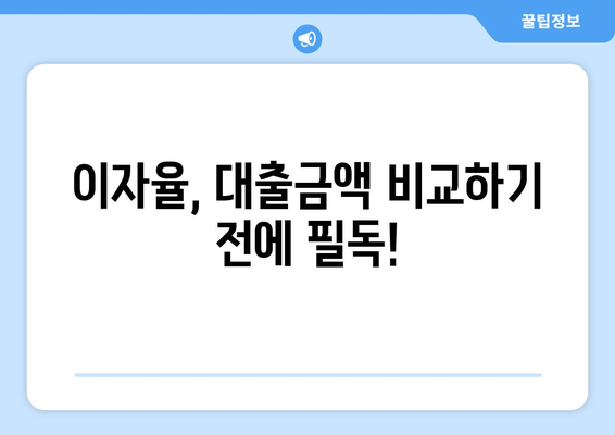 이자율, 대출금액 비교하기 전에 필독!