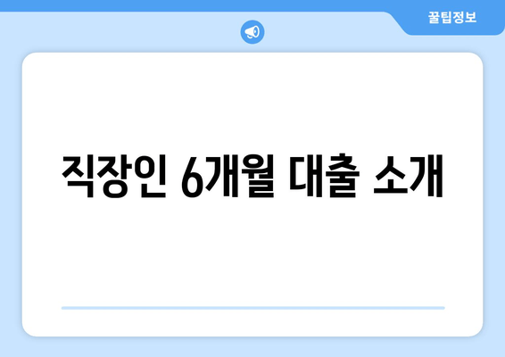 직장인 6개월 대출 소개