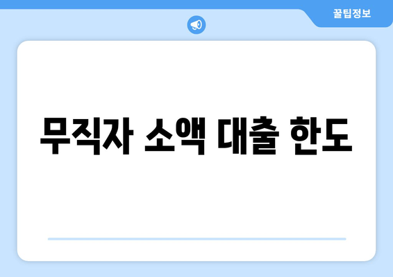 무직자 소액 대출 한도