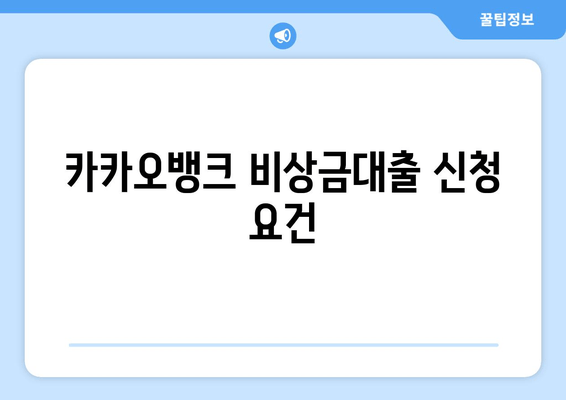 카카오뱅크 비상금대출 신청 요건