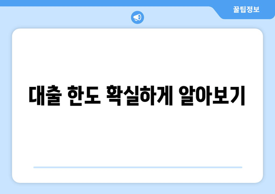 대출 한도 확실하게 알아보기