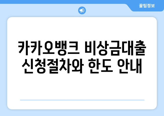 카카오뱅크 비상금대출 신청절차와 한도 안내