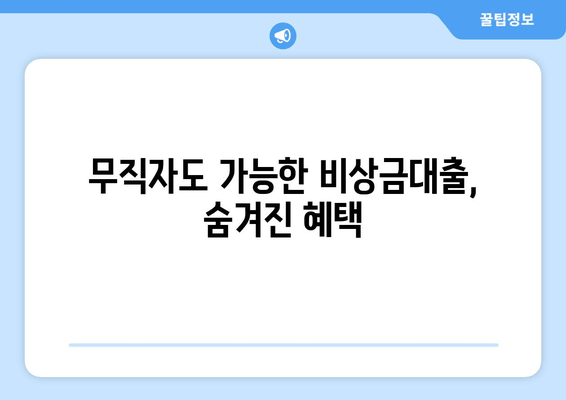 무직자도 가능한 비상금대출, 숨겨진 혜택