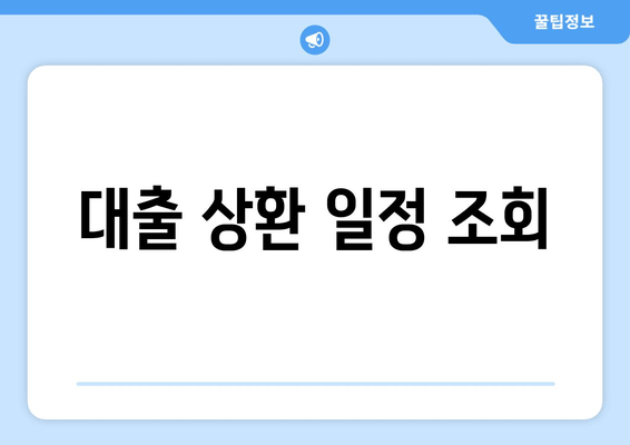 대출 상환 일정 조회