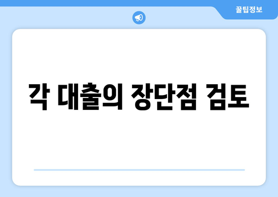 각 대출의 장단점 검토