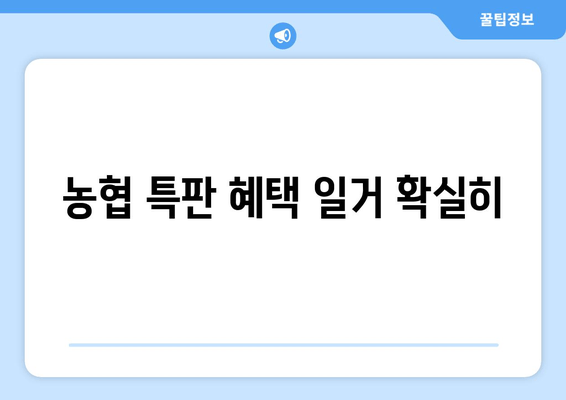 농협 특판 혜택 일거 확실히