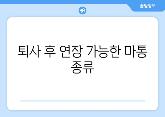 퇴사 후 연장 가능한 마통 종류