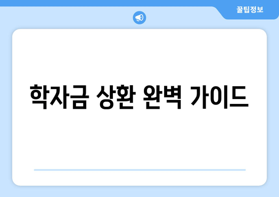 학자금 상환 완벽 가이드