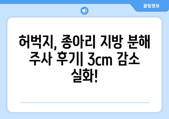 허벅지, 종아리 지방 분해 주사 후기| 3cm 감소, 실제 경험 공유 | 지방 분해 주사 효과, 부작용, 주의사항