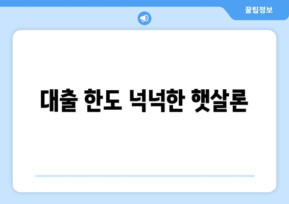 대출 한도 넉넉한 햇살론