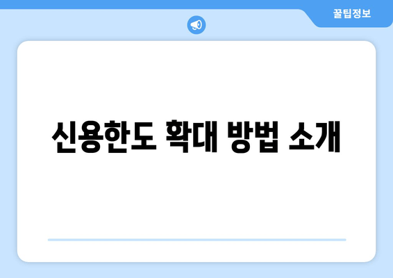 신용한도 확대 방법 소개