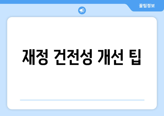 재정 건전성 개선 팁