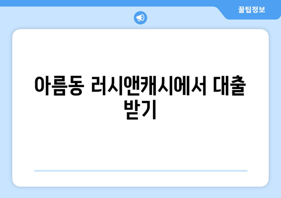 아름동 러시앤캐시에서 대출 받기