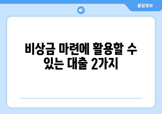 비상금 마련에 활용할 수 있는 대출 2가지