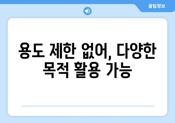 용도 제한 없어, 다양한 목적 활용 가능