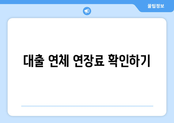 대출 연체 연장료 확인하기