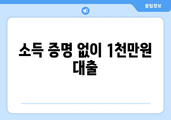 소득 증명 없이 1천만원 대출